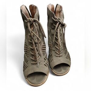 Mix No. 6 Olive Lace-Up Peep Toe Boots